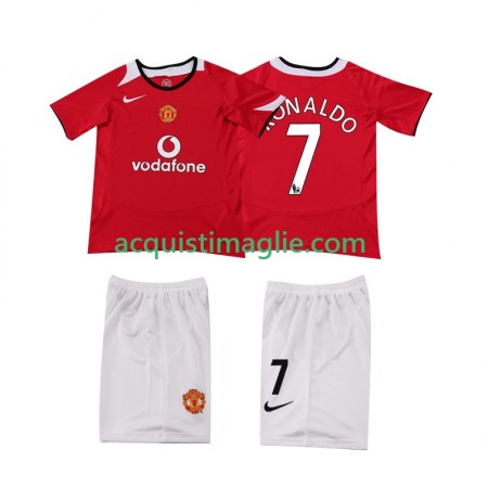 Divisa di Calcio Manchester United Cristiano Ronaldo 7 2004 2006 Retro Bambino Prima